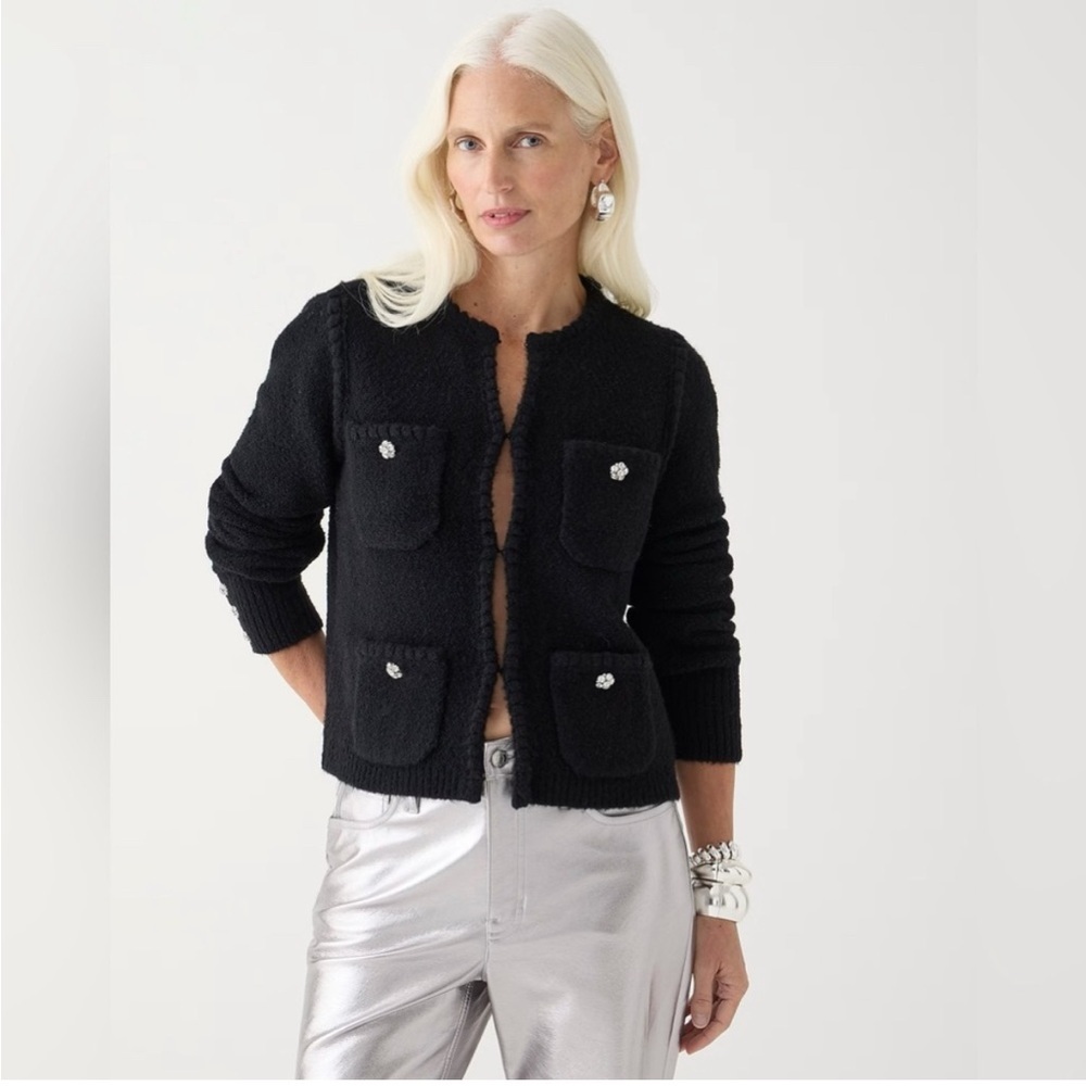 NWT J Crew Odette sweater lady jacket with jewel buttons
